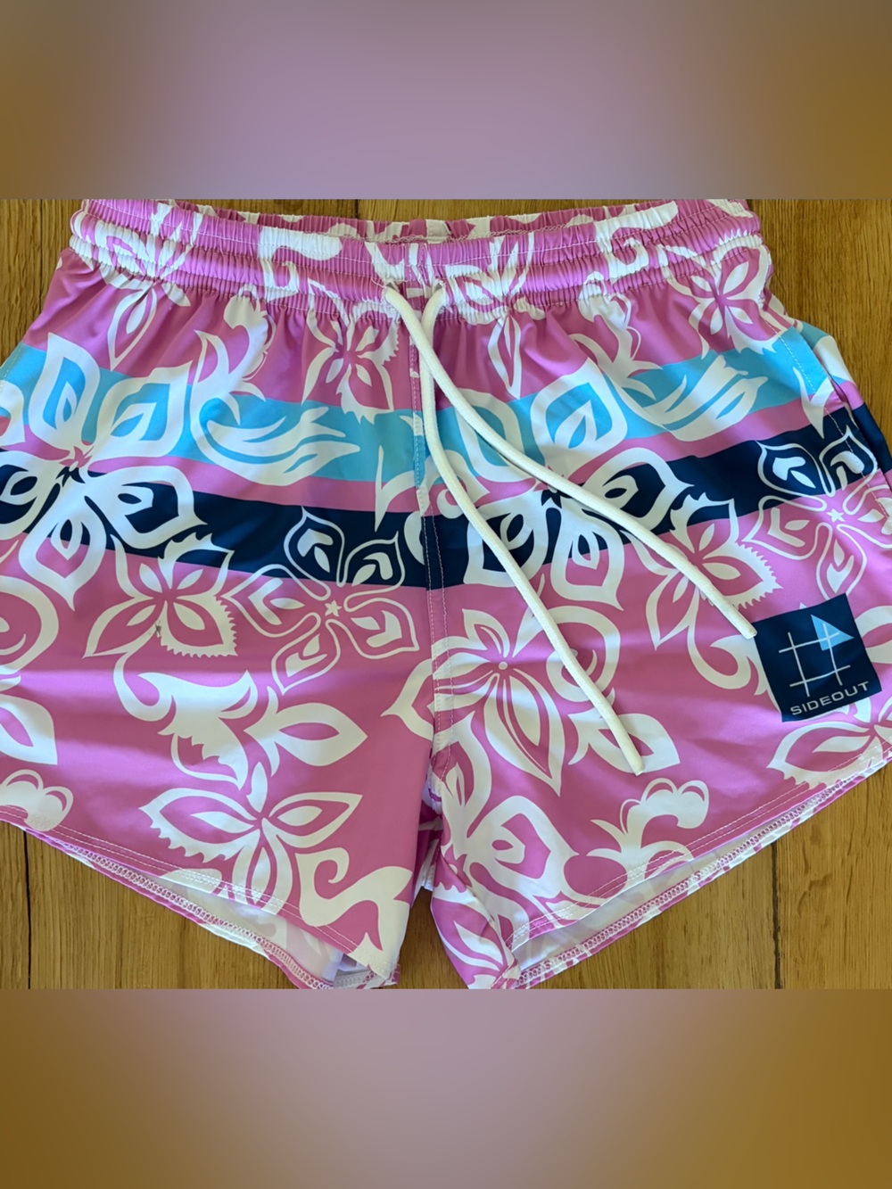 NWOT Sideout Women's Pink Floral Swim / Beach Volleyball Shorts - size S/M